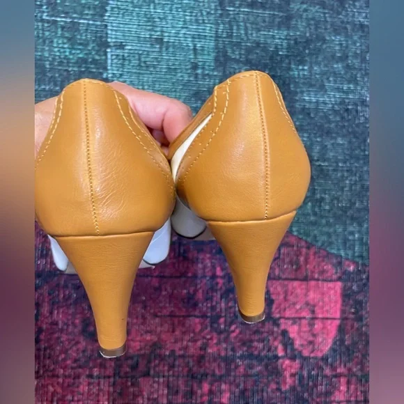 Chase + Chloe Tan and White T-Strap Heels - Picture 5 of 16